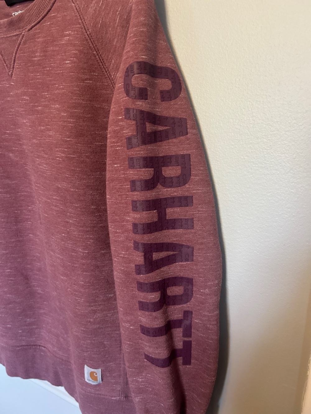 Carhartt Heathered Maroon Raglan Sleeve Logo Sweatshirt - Picture 4 of 6